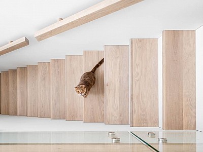 Extra White engineered oak floors and oak stairs