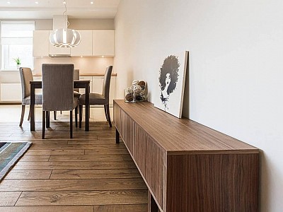 Dark oak wood floors in Ebony colour