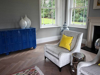 Wild Rose colour Herringbone oak floors