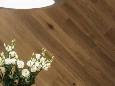 White Transparent oak floors and oak wall cladding