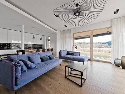 White Transparent engineered wood floors for countryside home