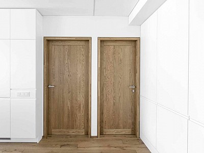 Engineered wood floors and oak doors in Light Nut colour