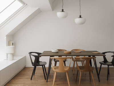 Oak stairs an engineered oak floors in Walnut colour: two-storey family home