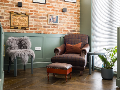 Dark floors: Chevron oak parquet in Ebony colour
