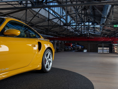 A Stylish Space for Classic Car Lovers with Engineered Oak Floors in Platinum Colour