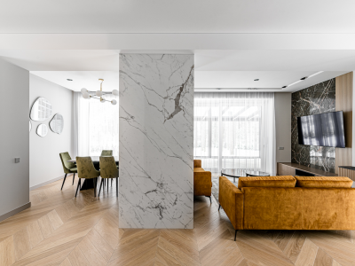 Chevron wood flooring in White Transparent colour