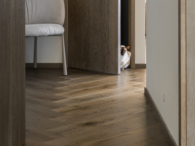Velvet style doors and engineered wood floors in Silver Dust colour