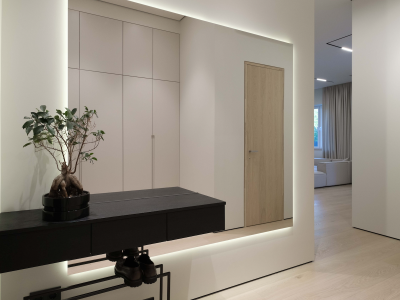 Extra wide oak floorboards and custom made oak doors in Ivory colour