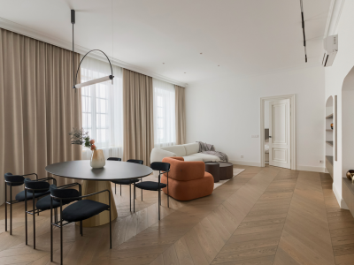 Chevron oak parquet in Granola colour