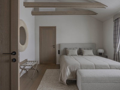 Oak floors, doors and stairs in matching Granola finish - coastal holiday home