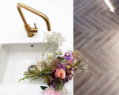 Waterfall colour Herringbone oak parquet, interior by Moxy & Co Studio