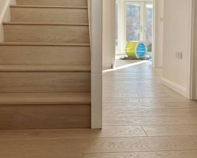 Nordic White oak floors and oak stairs