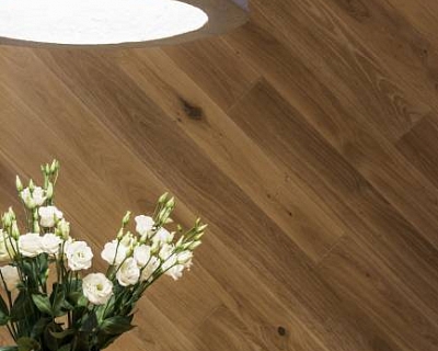 White Transparent oak floors and oak wall cladding