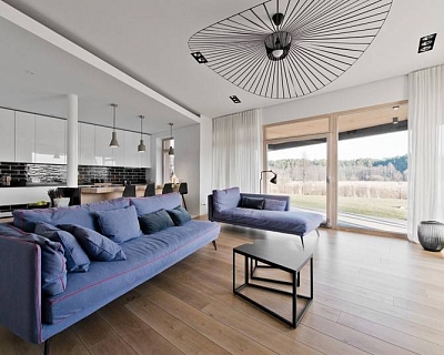 White Transparent engineered wood floors for countryside home