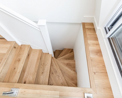 Natural Oak floors and stair cladding