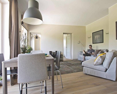 Grey wood flooring planks