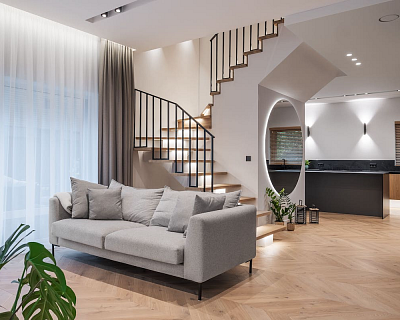Chevron oak floors in original grade, Naturale colour