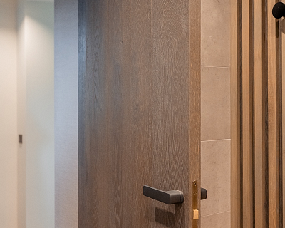 Engineered oak floors and Flemish oak doors in the Silver Dust colour, Select grade