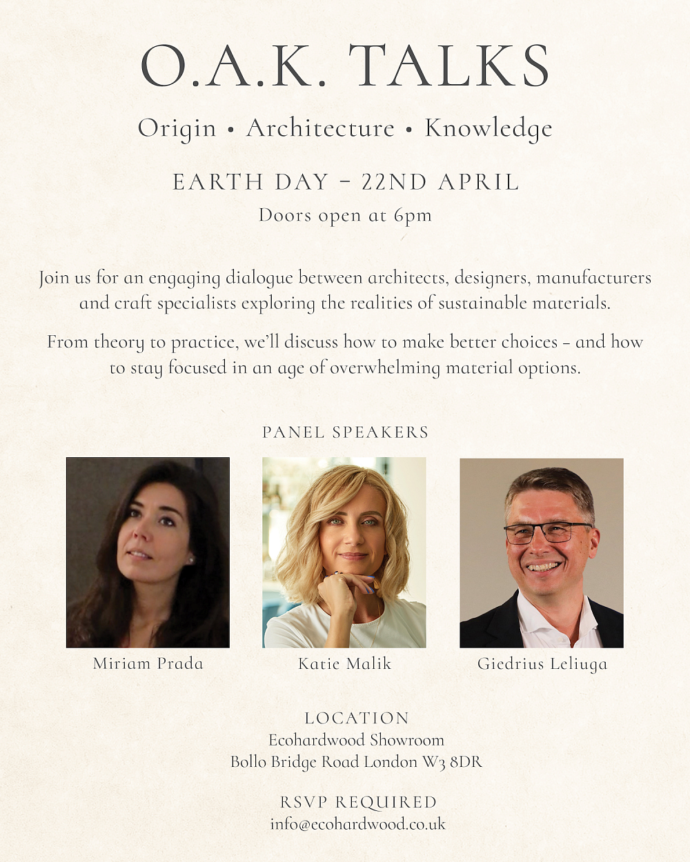 Architecture and Interior Design Event in London: Earth Day Dialogue