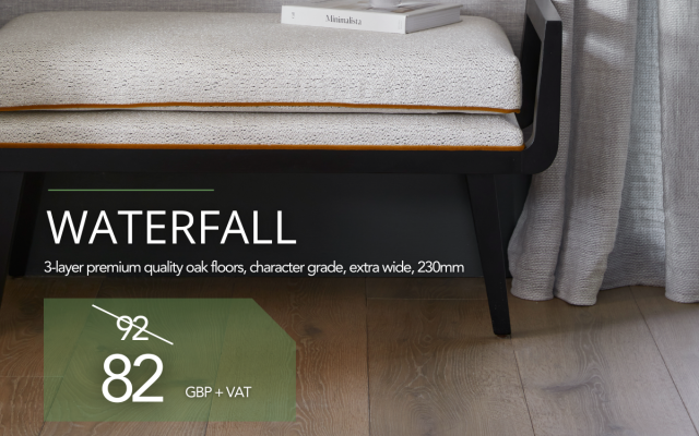 GENUINE FACTORY OFFER: EXTRA WIDE OAK WOOD FLOORBOARDS IN WATERFALL COLOUR