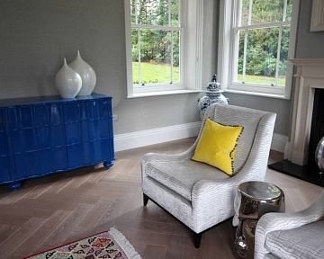 Wild Rose colour Herringbone oak floors