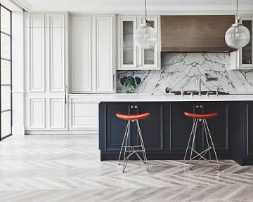 Chevron oak parquet in Waterfall colour at the Subrooke Road, London
