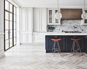 Chevron oak parquet in Waterfall colour at the Subrooke Road, London