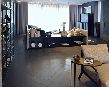 Anthracite colour Herringbone oak parquet in London