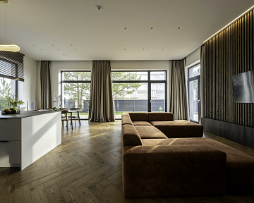 Family home featuring Herringbone oak parquet in Walnut colour